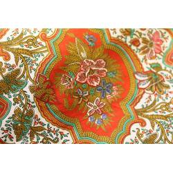 tissu coupon ancien Indian fleuri / rouge