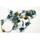 laine guirlande pompon moutarde et bleu