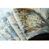 tissu / coupon Coutil fleuri BLEU