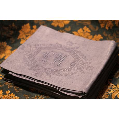 Lot de serviettes Brodées teintes à la main 3