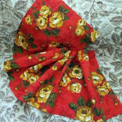 Tissu Ancien Bouquet jaune et rouge