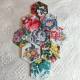 Tissu bouquet gris et jaune