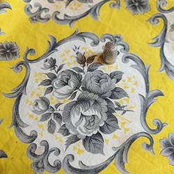 Tissu bouquet gris et jaune